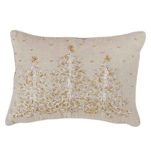 Christmas Tree Sled Embroidered Lumbar Pillow