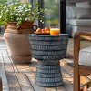 LuxenHome Outdoor Side Table, 15" Black Round Spiral Pattern End Table, Accent Side Table for Outdoor and Indoor,Coffee Tables for Patio - 4 of 4