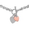 EVERLY JEWELRY | Two-Tone Silver Oval Link Heart Charms Bracelet , 7.5 inc - 4 of 4