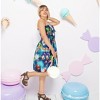 LA LEELA Women's Casual Beach A line Slit Smocked Mini Dress Tube Top Evening Short Strapless Christmas Tree Outfits for Women - 4 of 4