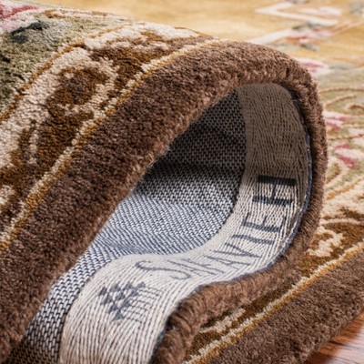 Ivory and Green Hand-Tufted Wool Runner Rug