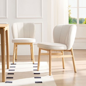 CAVINAS Dining Chairs Kitchen Chairs Mid-Century Modern Upholstered Shell Chair with Ash Wooden Frame for Kitchen - 1 of 4