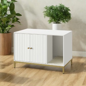 Litter Box Enclosure, Modern Cat Litter Box Furniture Hidden, with Scratching Mat, Cat House, Side End Table, 31.5 x 19.7 x 21.7 Inches - 1 of 4