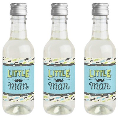 Big Dot of Happiness Dashing Little Man Mustache Party - Mini Wine Bottle Label Stickers - Party Favor Gift for Women and Men - Set of 16