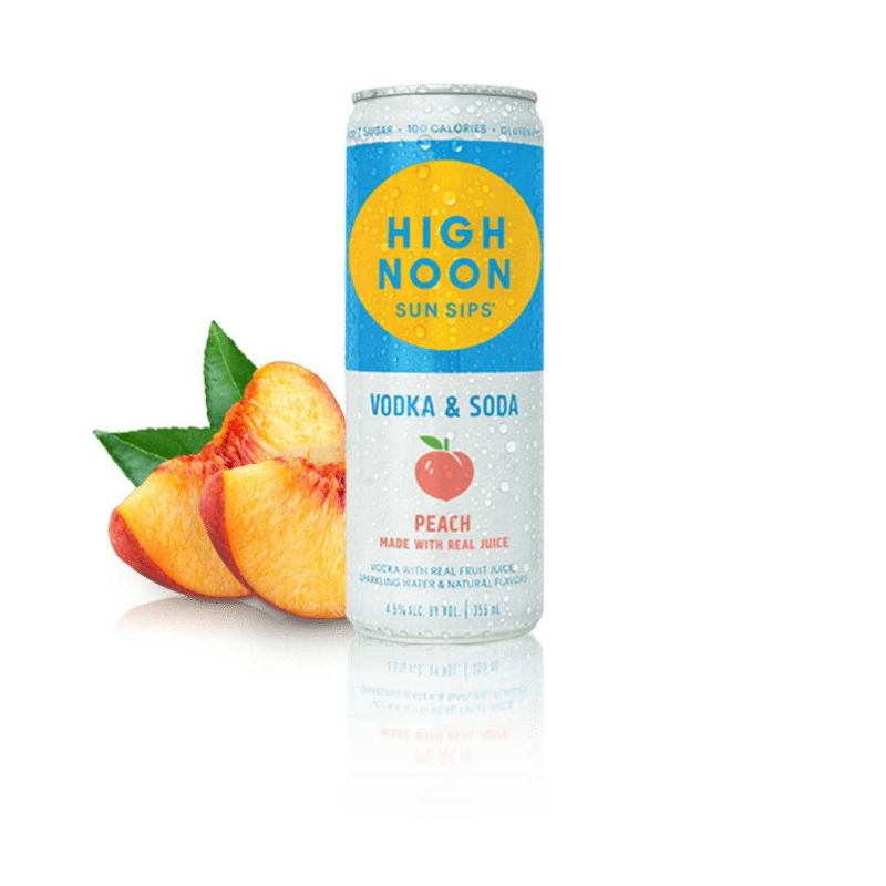 High Noon Sun Sips Peach Vodka Hard Seltzer - 4pk/355ml Cans, 4 of 6