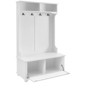 PAGED Freestanding Coat Racks with Open Shelves and Shoe Cabinets,Hall Tree with 4 Hooks,Entryway Furniture for Hanging Clothes - 1 of 4