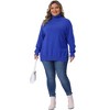 Women's Plus Size Turtle Neck Long Sleeve Knit Side Slit Casual Loose Pullover Sweater - Agnes Orinda - 3 of 4