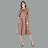 24seven Comfort Apparel Womens Long Sleeve Midi Length Fit N Flare Pocket Dress - 3 of 4