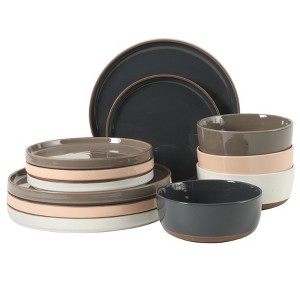 Gibson Elite Northrock Stoneware Dinnerware Set, 16-Piece Service for 4 - Hand-Painted Terracotta Base - 1 of 4