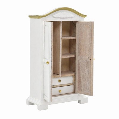 Etokfoks 1/12 Scale Victorian Dollhouse Bedroom Furniture Set White Gold 7 Piece Colonial Brewster Style Bed Mirror Chair Rug — фото 7