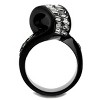 Slickblue Black Stainless Steel Ring for Women, Crossover Design with Green & Clear Glass Stones, Sleek Look, Size 5-10 - 3 of 4