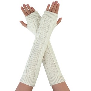 Allegra K Women's Winter Fingerless Thumbhole Elbow Length Knitted Gloves Arm Warmer - 1 of 4