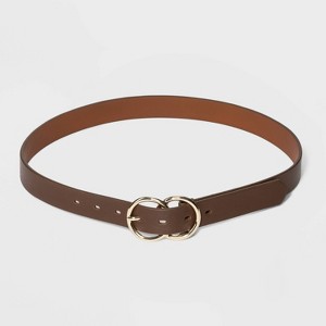 Women's Double Buckle Belt - A New Day™ Brown - 1 of 2
