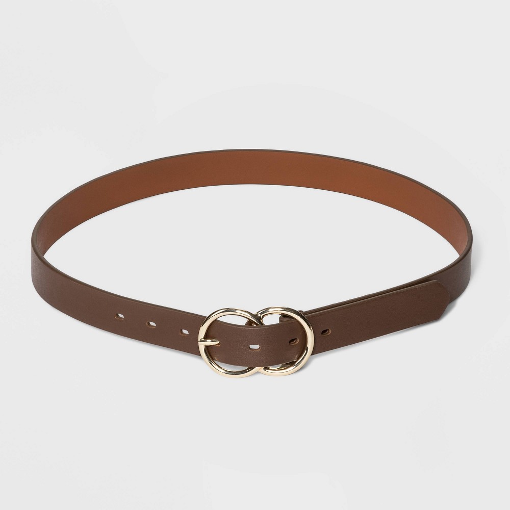 Photos - Belt Women's Double Buckle  - A New Day™ Brown XS