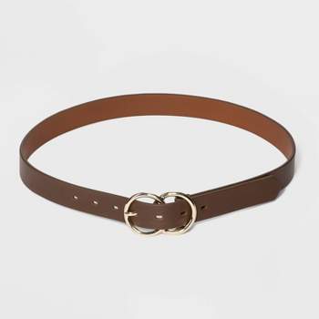 Women's Double Buckle Belt - A New Day™ Brown