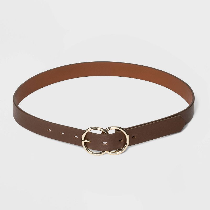 Women's Double Buckle Belt - A New Day™ Brown, 1 of 3