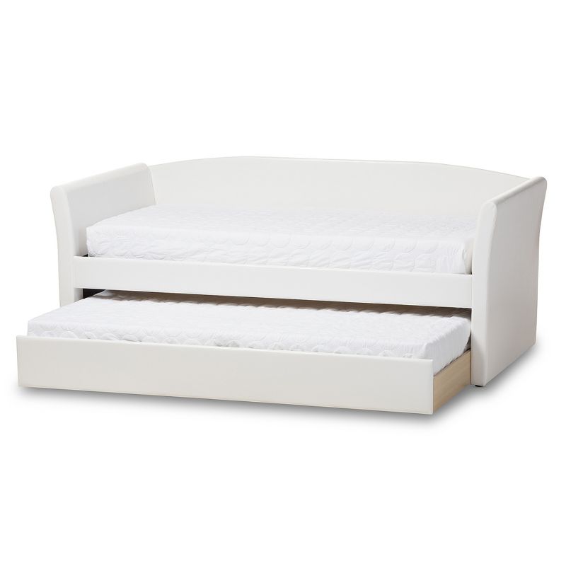 Twin Camino Modern and Contemporary Faux Leather Upholstered Daybed with Guest Trundle Bed - Baxton Studio, 3 of 7