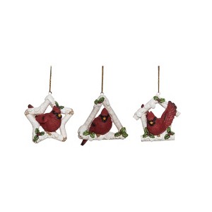 Transpac Resin Birch Branch Cardinal Ornament Set of 3 Christmas Home Decorations - 1 of 1