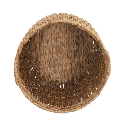 Tall Round Natural Wicker Storage Basket with Handles