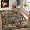 Faux Wool Vintage Floral Printed Area Rug Machine Washable Stain Resistant Non Shedding Floor Rug for Living Room Bedroom - 4 of 4