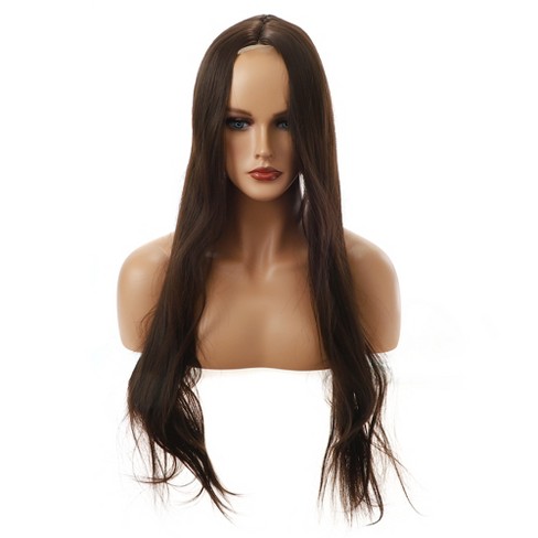 Long Straight Wig, Soft Human Hair Lace Front Wig