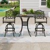 Mondawe 29 Inch Square Cast Aluminum Outdoor Patio Bistro Bar Table with Umbrella Hole, Black - 3 of 4