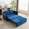 54" Sleeper Sofa,Velvet Sleeper Sofa With Detachable Arm Pockets And Pillows,Pull-Out Sofa Bed,Multi-position adjustable Sleeper Sofa-Cuddlewood - 3 of 4