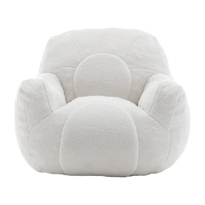 GlasFlength Bean Bag Seats Comfortable Premium Memory Foam Lounge Chair with Tufted Design for Living Room Dorm, White, 41.4"*37.8"*30"