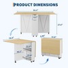 Folding Dining Table with Drawer and Storage, Folding Kitchen Table with 6 Wheels, Suitable for Kitchens, Apartments - 2 of 4