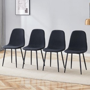 Grungis Linen Armless Kitchen Chair Set of 4,Upholstered Dining Chairs with Black Metal Legs for Dining Room,Kitchen - 1 of 4