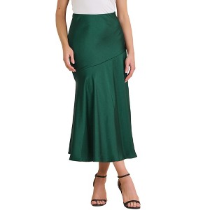 INSPIRE CHIC Women's Satin Maxi Fall High Waist Casual Cocktail Party Wedding Mermaid Long Skirts - 1 of 4