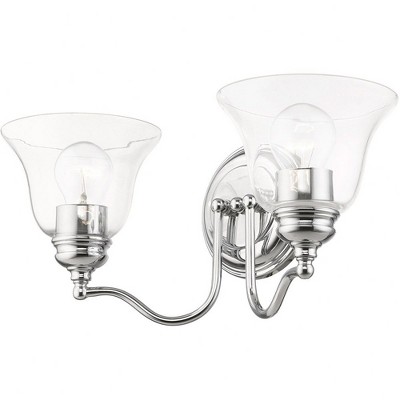 Moreland Polished Chrome Dual Light Vanity with Hand Blown Glass