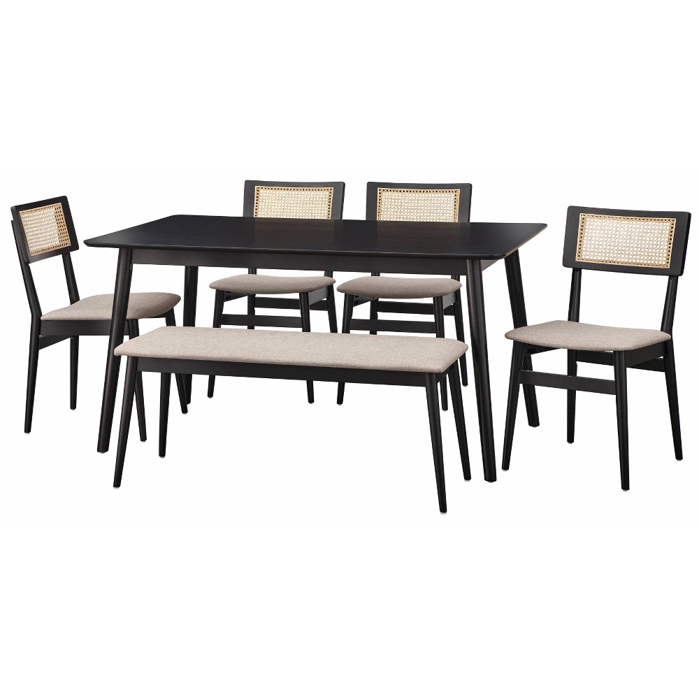 Photos - Dining Table 6pc Whitney Rectangular Dining Set Black- Lifestorey