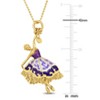 EVERLY JEWELRY | Yellow Plated Sterling Silver Purple and White Enamel Dancer Charm Necklace, 20-inch - 4 of 4