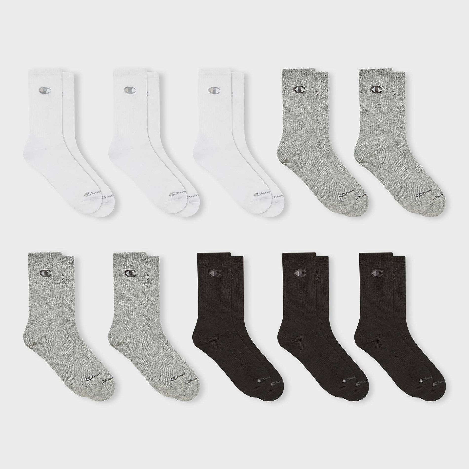 Champion Women's 10pk Crew Socks - White/Black/Grey