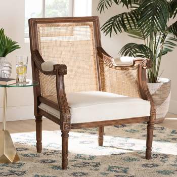 bali & pari Desmond Fabric and Wood Accent Chair