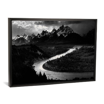 40" x 26" The Tetons Snake River by Ansel Adams Framed Canvas Print Black - iCanvas