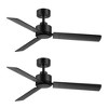 Airsurfer 48" Matte Black Propeller Ceiling Fan Without Light, 3 Flat Black Blades, Remote Control Included (2-Pack) - 2 of 4
