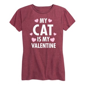 Women's - Instant Message - Valentine's Day My Cat Is My Valentine Short Sleeve Graphic T-Shirt - 1 of 4