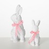 Sullivans 4" & 5" White Woven Patterned Resin Bunnies Set of 2 - 4 of 4