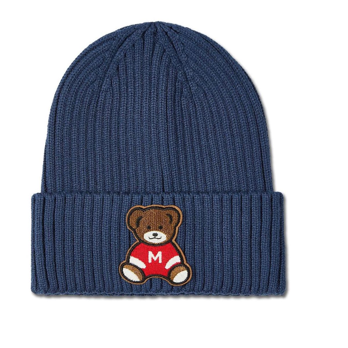 Memoi Boys "MeMoi Teddy Bear" Ribbed Rayon-Blend Embroidered Beanie