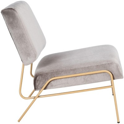 Romilly 32" Slipper Accent Chair in Gray Velvet and Gold Metal