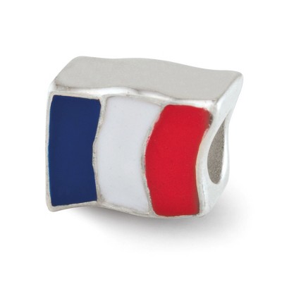 Black Bow Jewelry Sterling Silver and Enamel France Flag Bead Charm