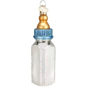 Old World Christmas Glass Blown Ornament for Christmas Tree, Boy Baby Bottle - 1 of 2
