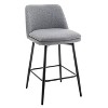 Homy Casa Set of 2 Counter Height Swivel Bar Stools with Upholstered Seats, Backrest & Metal Legs, 360° Rotation, 25.6" Seat Height,Light Gray - 2 of 4