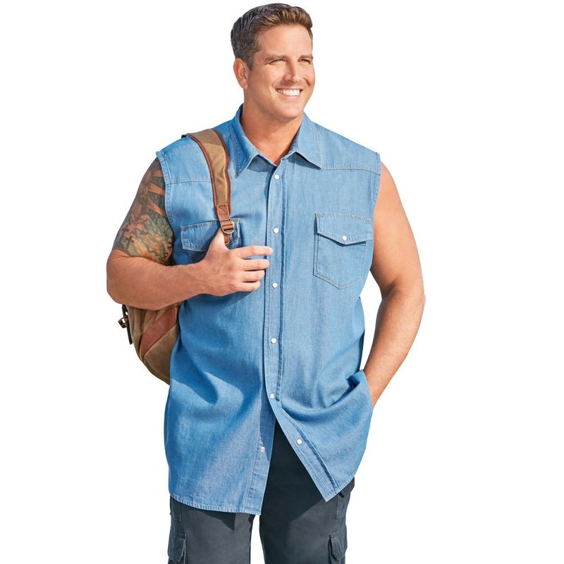 KingSize Men's Big & Tall Tall Western Snap Front Muscle Shirt, 1 of 2