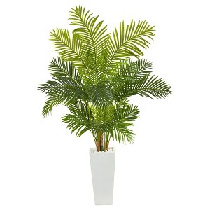 Nearly Natural 68-in Hawaii Palm Artificial Tree in Tall White Planter - 1 of 2