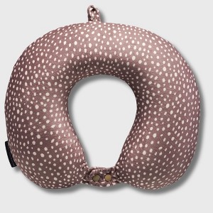 French Connection Memory Foam Travel Neck Pillow with Washable Cover - Luxury Neck Pillows for Travel (Polka Dot) - 1 of 4