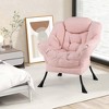 Costway Large Lazy Chair with Cozy Head Pillow Stylish Tufted Back & Seat Armrests Beige/Gray/Pink - 4 of 4