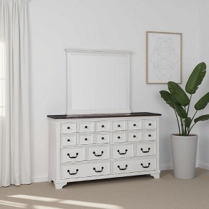 Royal Hampton Dresser Mirror, White Solid Wood, Subtle Frame Details, 38x42 - 1 of 4
